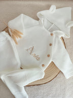 Tenue naissance blanc 0/3 mois - avec oreilles de lapin - personnalisable -