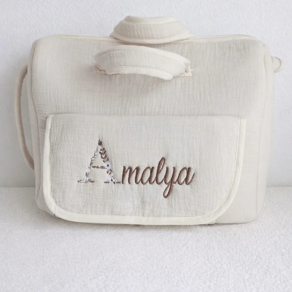 Sac à langer personnalisé bébé en gaze de coton