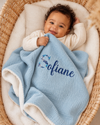 Couverture personnalisée bébé en gaze de coton