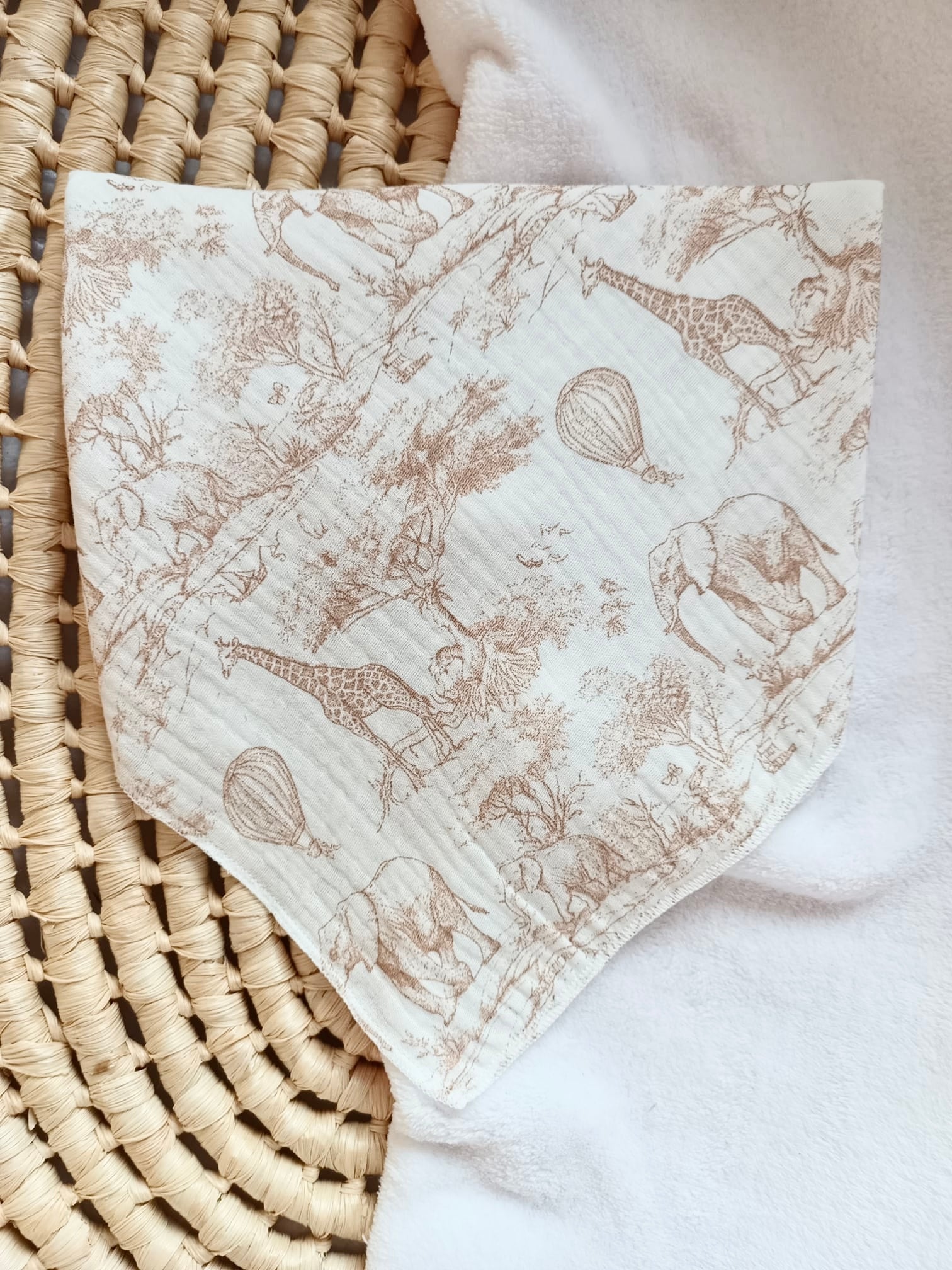 Lange en gaze de coton safari tons beige 60*60 personnalisable