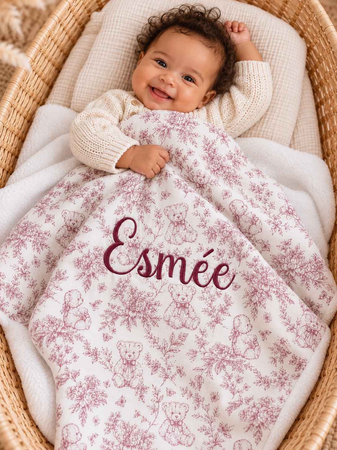 Couverture personnalisée bébé en gaze de coton – Rêve d’Ourson