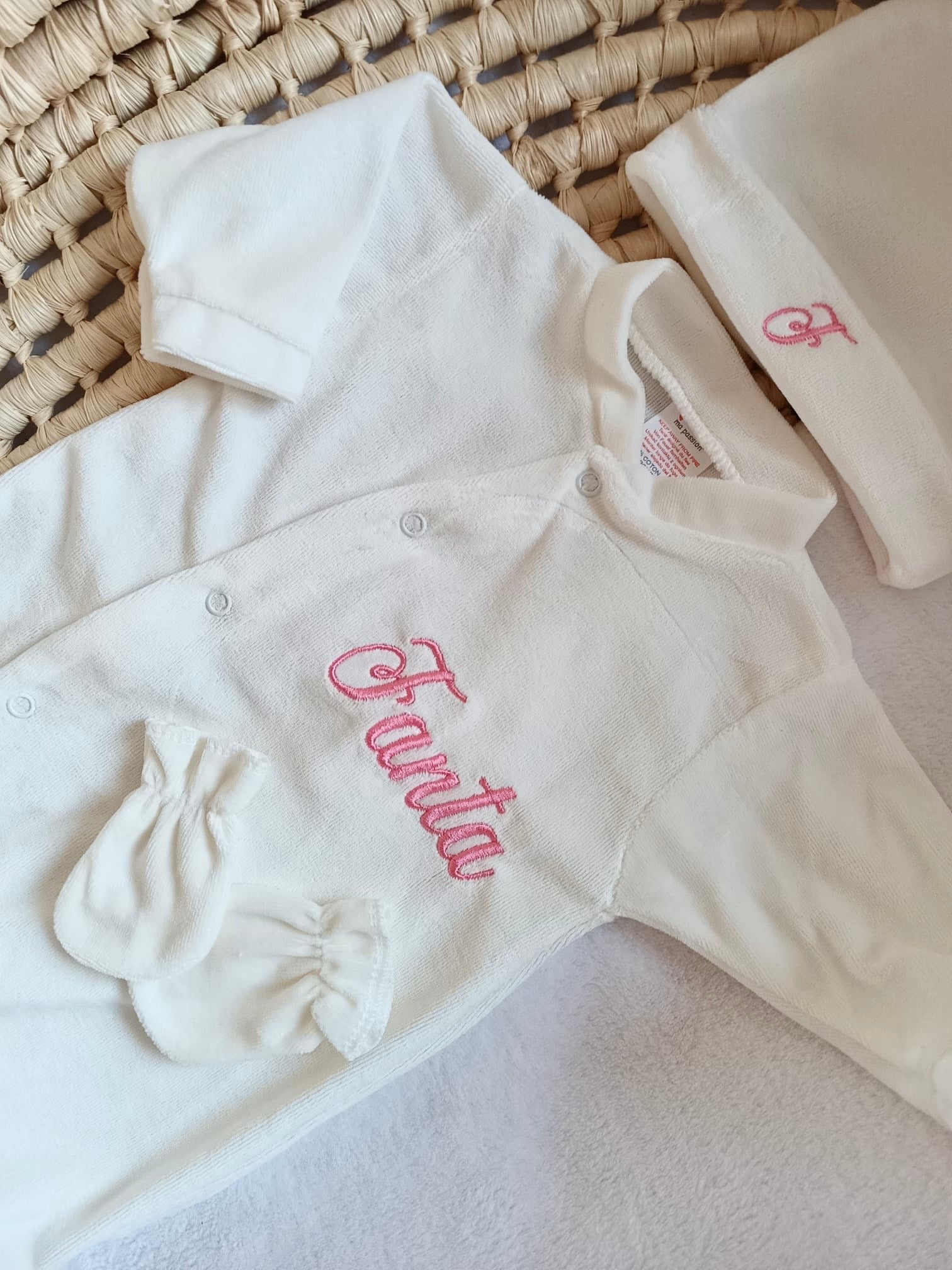 Dors bien velours crème, 3 pièces