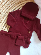 Tenue de naissance personnalisée 4 pièces en maille – Bébé 0-3 mois