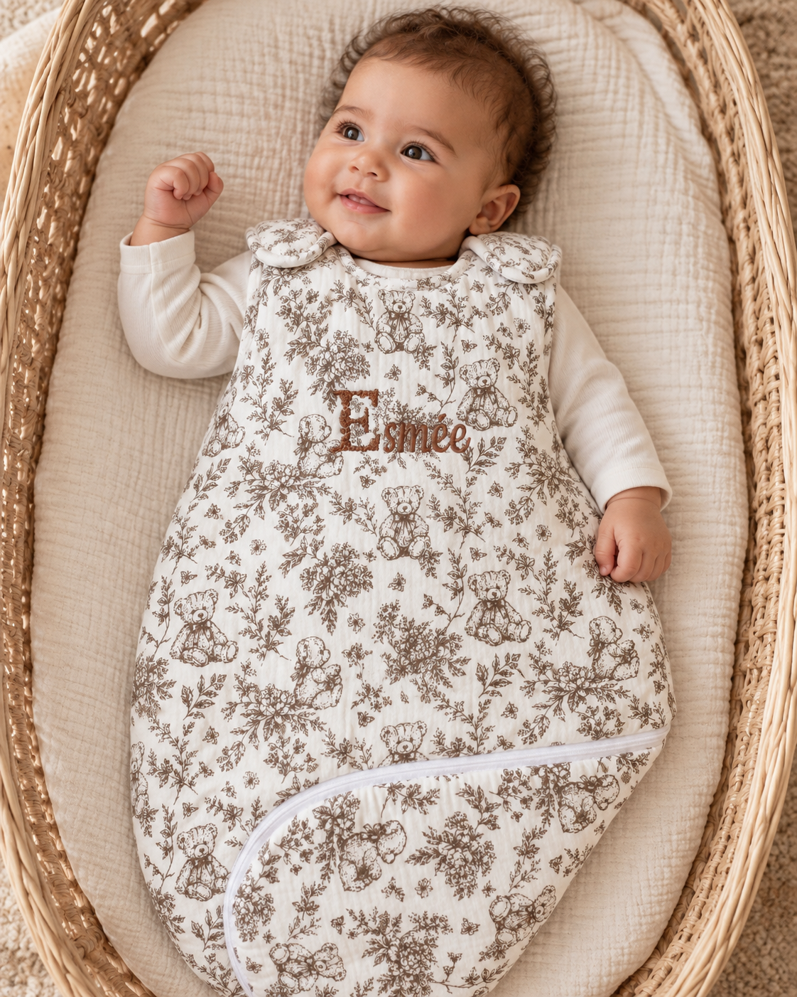 Gigoteuse personnalisée bébé en gaze de coton – Rêve d’Ourson