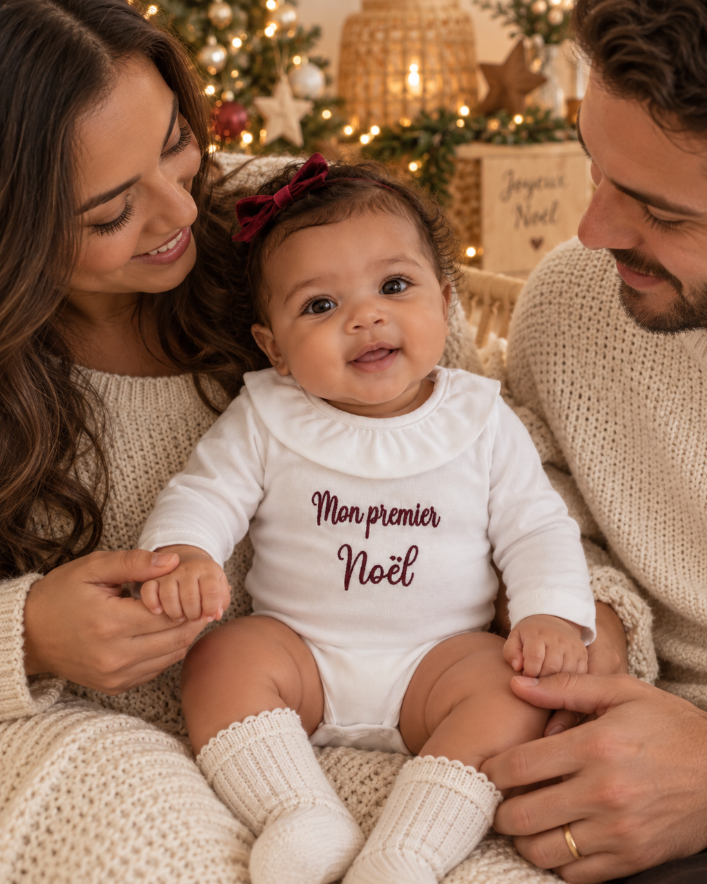 Body bébé brodé « Mon premier Noël » – 0/3 mois