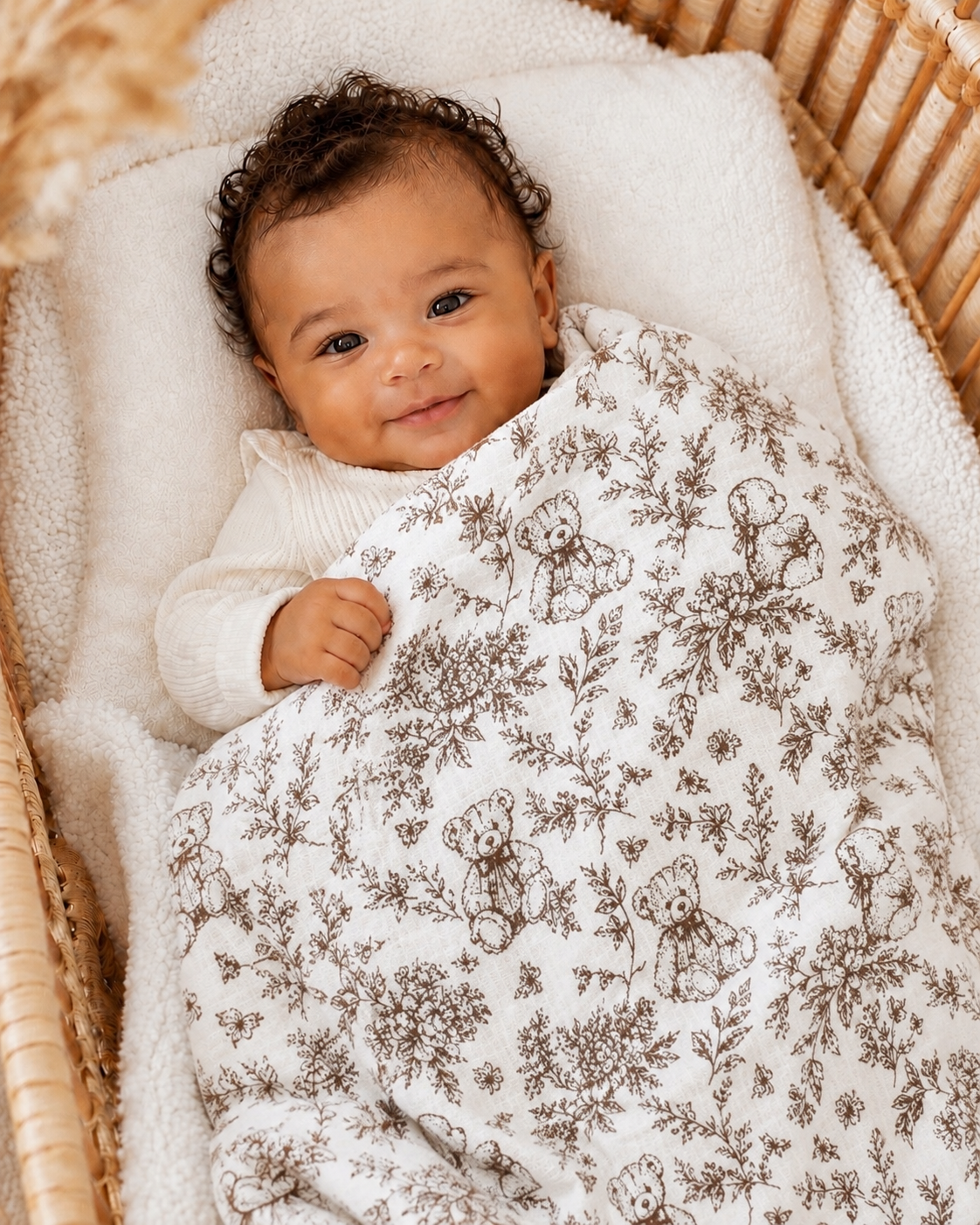 Lange personnalisé bébé en gaze de coton – Rêve d’Ourson
