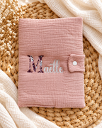Protège carnet de santé personnalisé bébé en gaze de coton