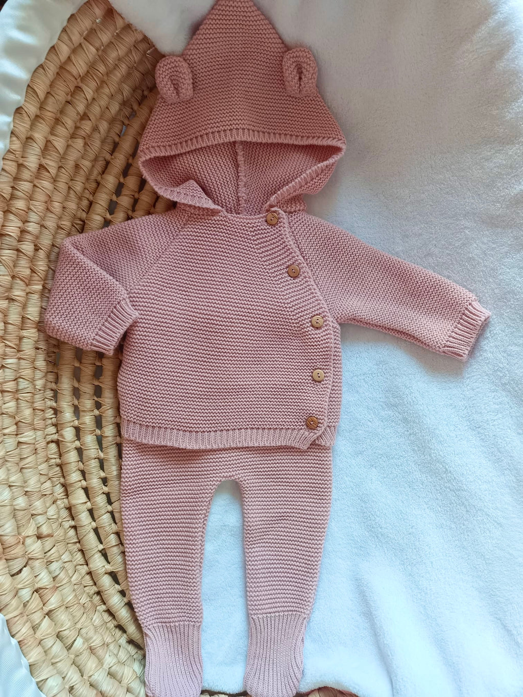 Tenue de naissance personnalisée oreilles ours – 2 pièces avec legging pieds 0-3 mois