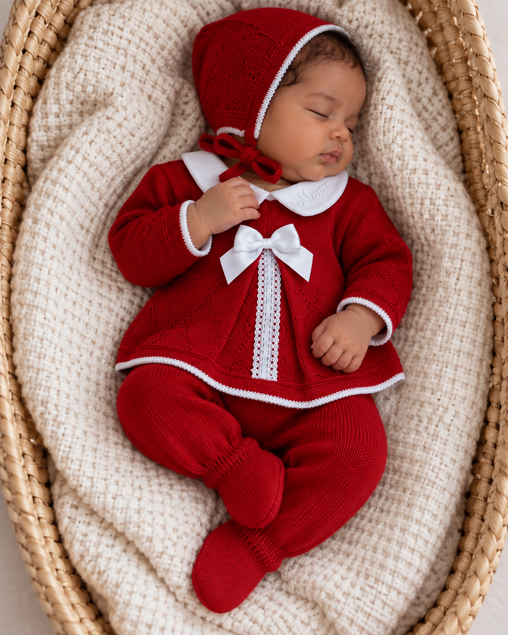 Ensemble naissance en maille personnalisé - Petit Amour