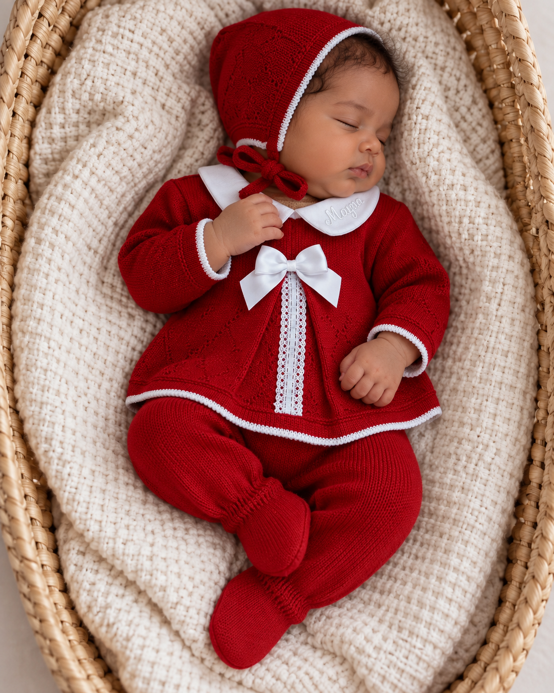 Ensemble naissance en maille personnalisé - Petit Amour
