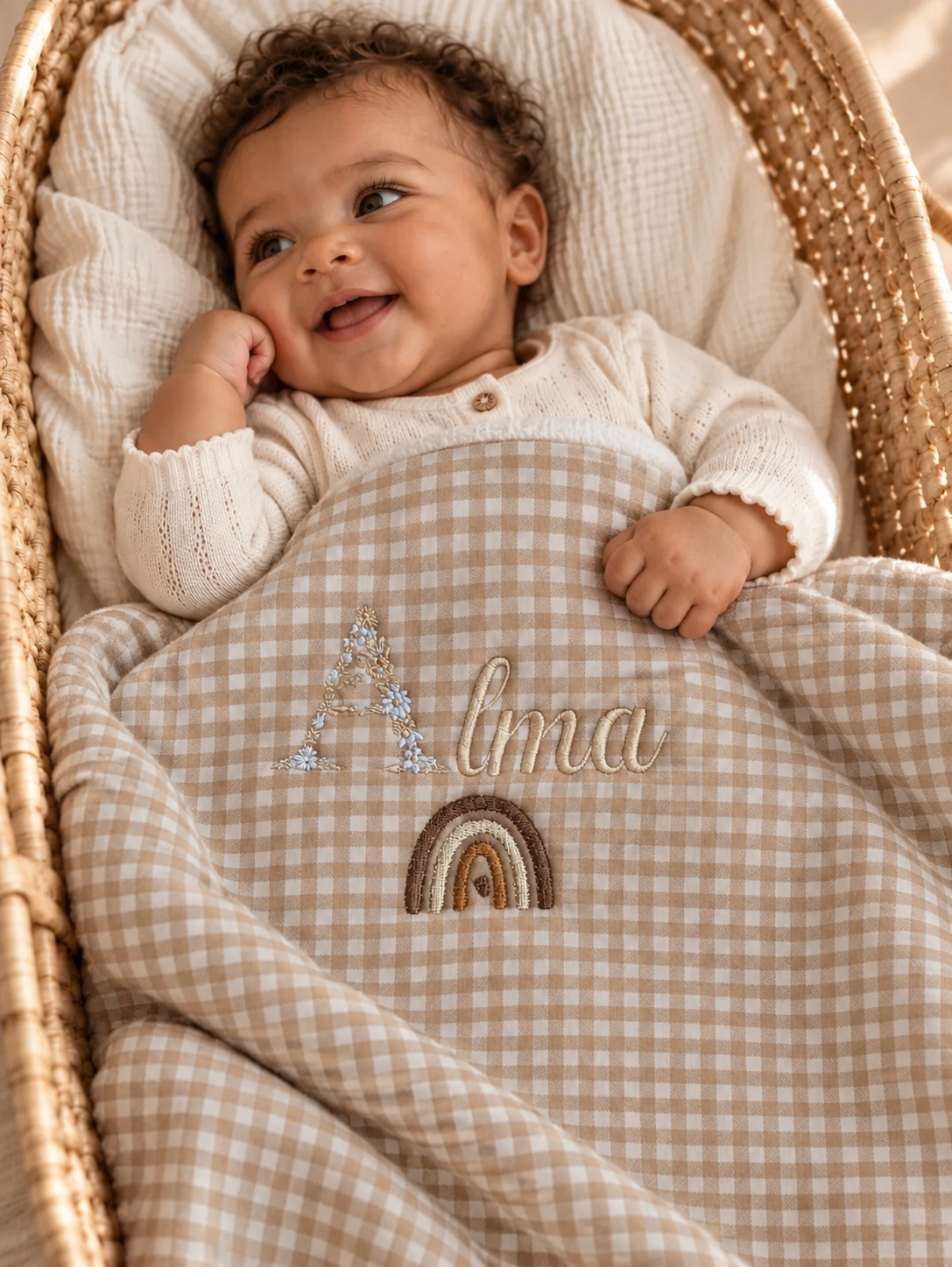 Couverture personnalisée bébé – Collection Vichy