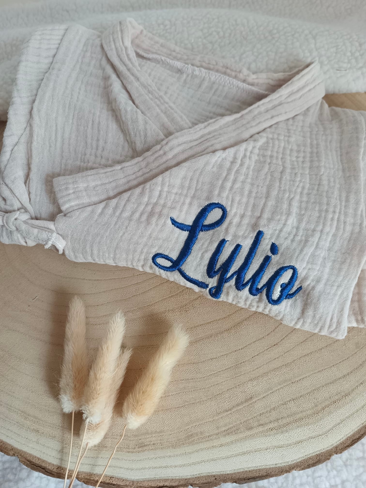 Pyjama cache cœur beige 100% coton