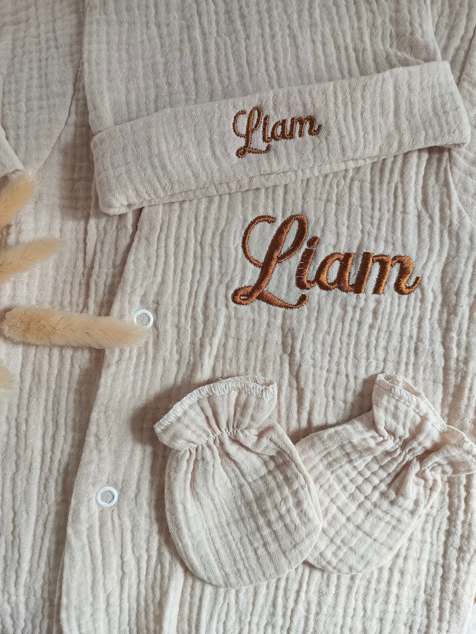 Dors bien gaze de coton beige, 3 pièces