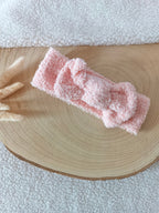 Bandeaux élastiques moumoute rose/blanc/vieux rose 0/6 mois