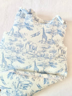 Gigoteuse molletonée en gaze de coton safari tons bleuté - personnalisable -