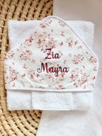 Cape de bain bébé personnalisée – Fleur de coton