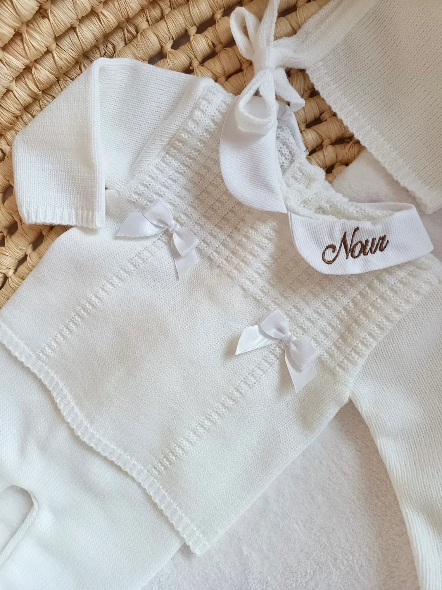 Ensemble naissance en maille personnalisé - Harmonie