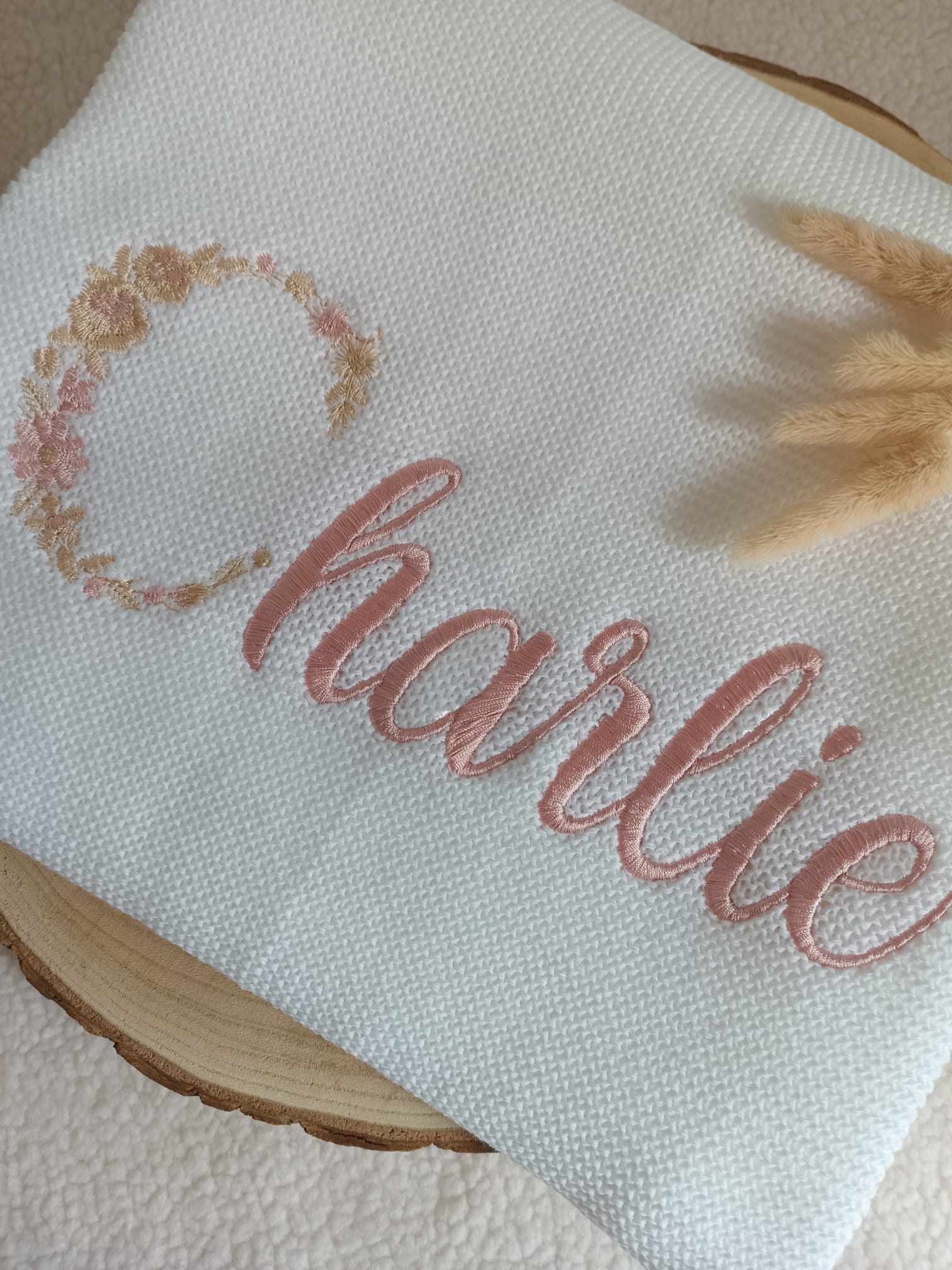 Couverture en maille blanc - personnalisable -