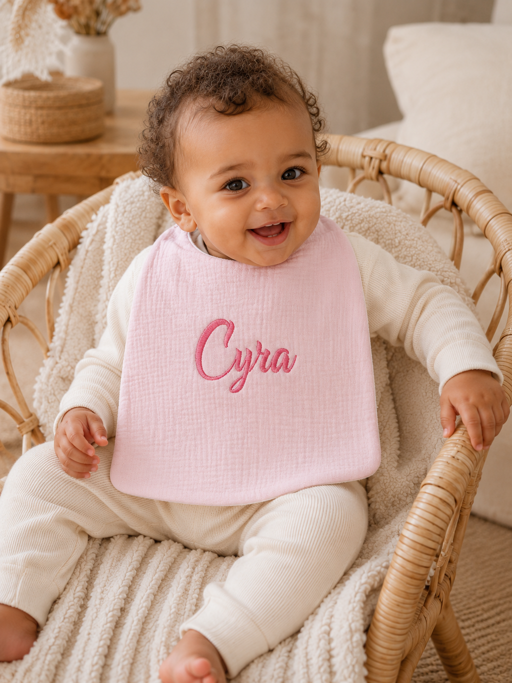 Bavoir personnalisé bébé en gaze de coton