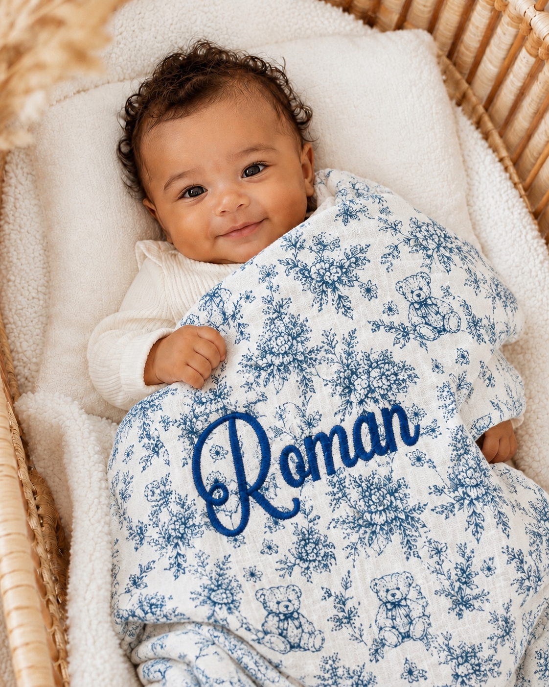 Lange personnalisé bébé en gaze de coton – Rêve d’Ourson