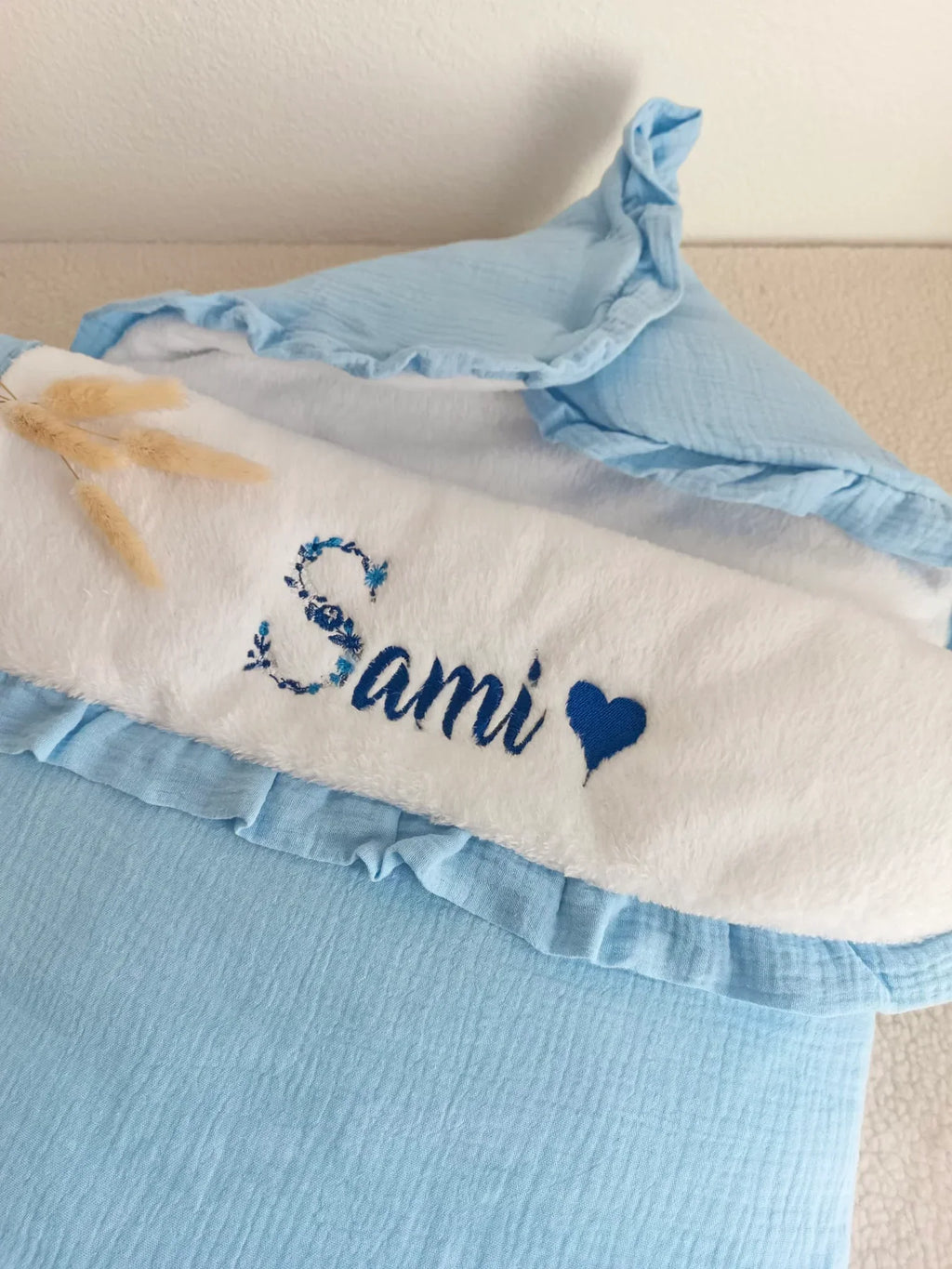 Nid d’ange personnalisé bébé en gaze de coton