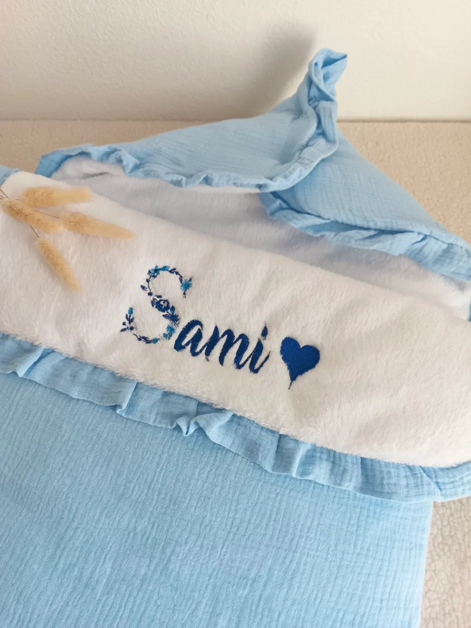 Nid d’ange personnalisé bébé en gaze de coton
