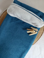 Couverture velours bleu marine et polaire blanc - personnalisable -
