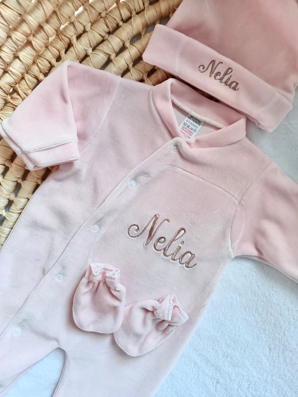 Dors bien velours vieux rose, 3 pièces