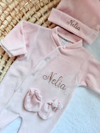 Dors bien velours vieux rose, 3 pièces