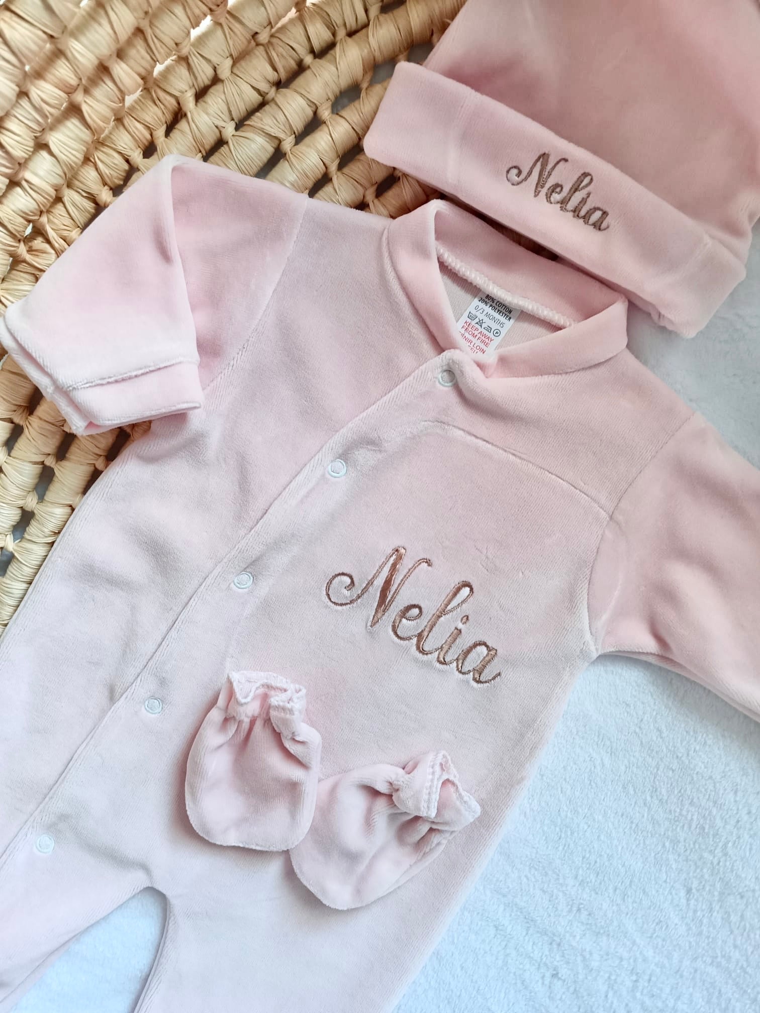 Dors bien velours vieux rose, 3 pièces