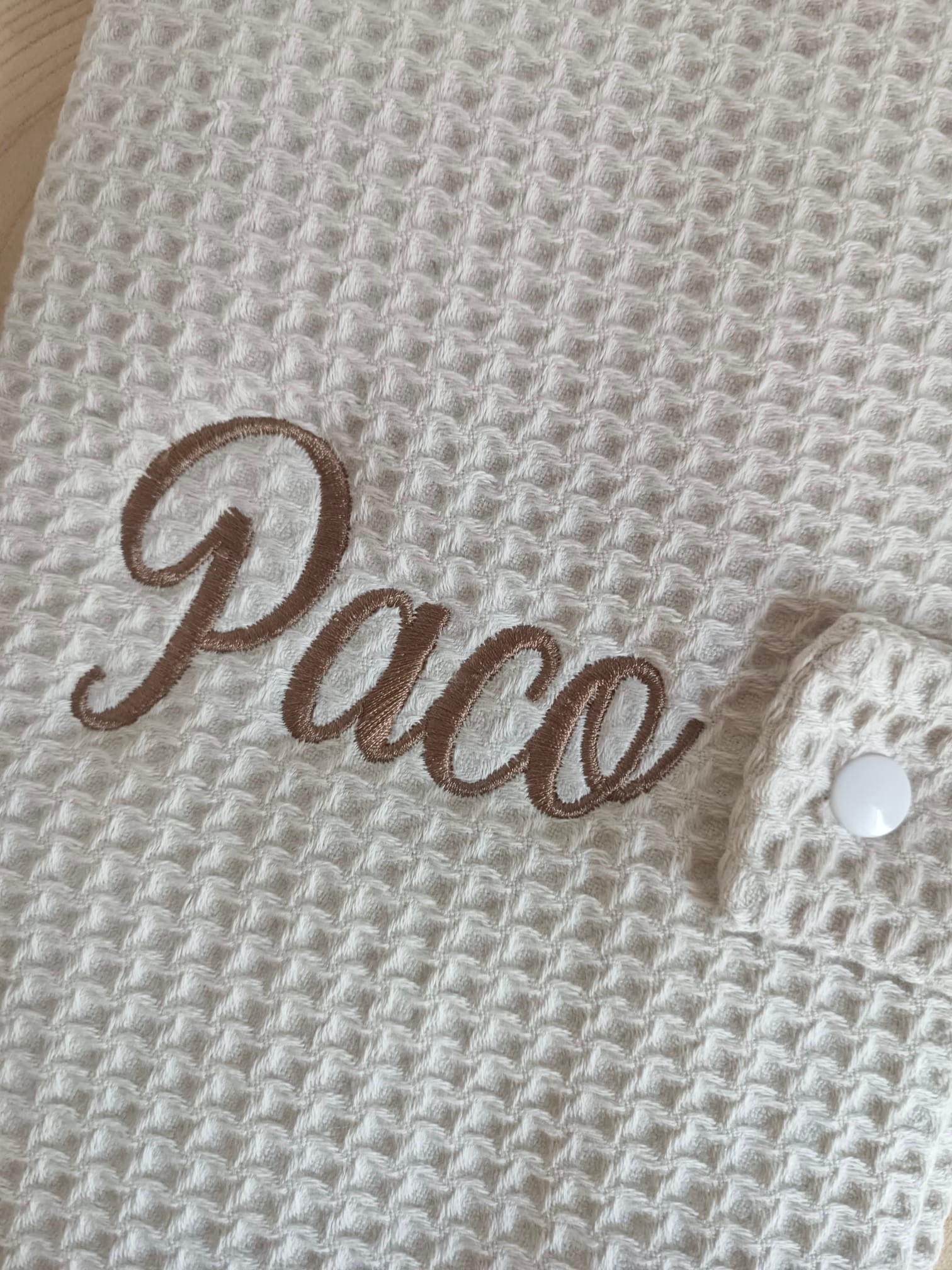 Protège carnet de santé en nid d’abeille beige - personnalisable -