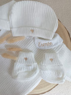 Combinaison maille blanc avec col blanc - 0/3 mois - personnalisable