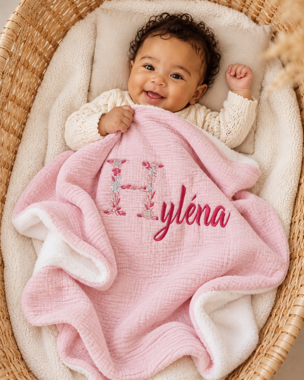 Couverture personnalisée bébé en gaze de coton