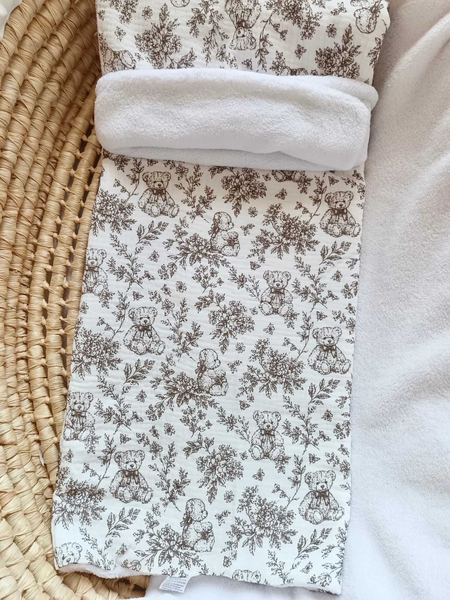 Couverture bébé personnalisée en gaze de coton - Rêve d'Ourson