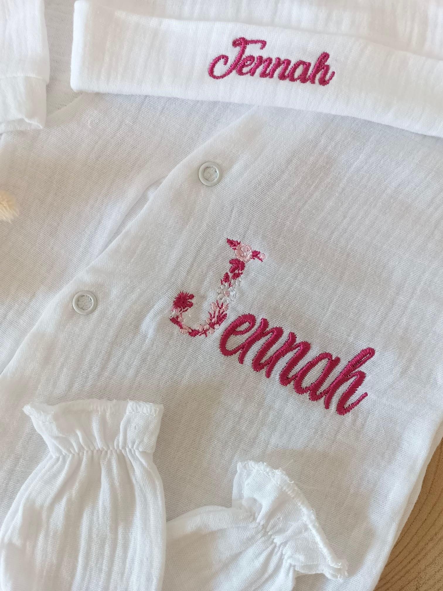 Pyjama naissance personnalisé en gaze de coton – ensemble 3 pièces