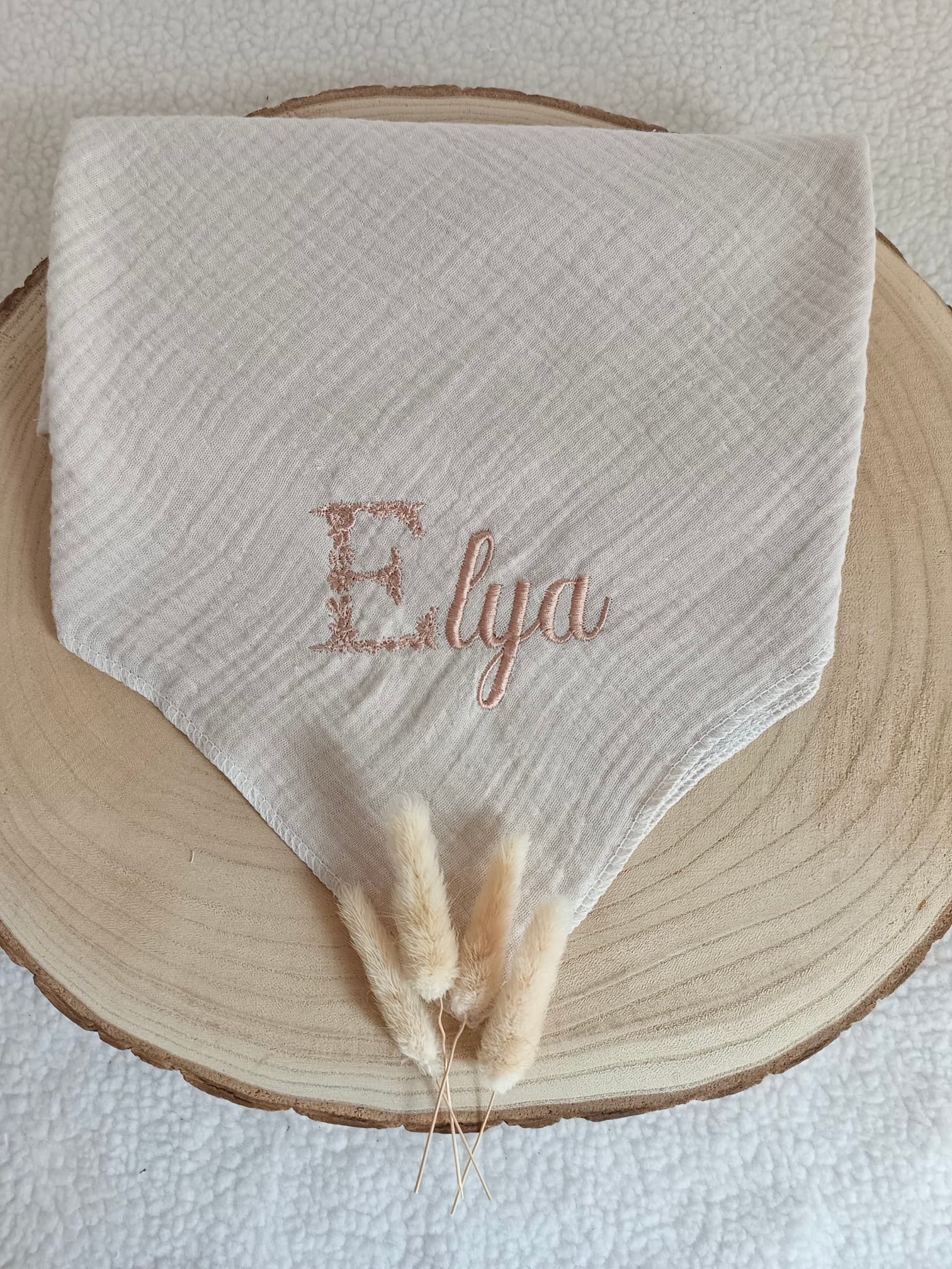Lange en gaze de coton beige 60*60 personnalisable