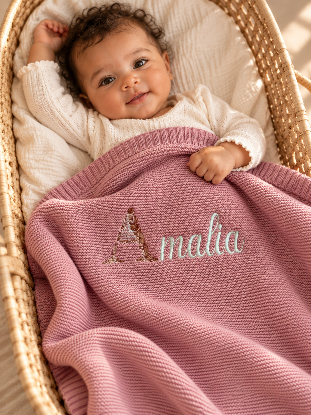 Couverture bébé personnalisée à volant en maille