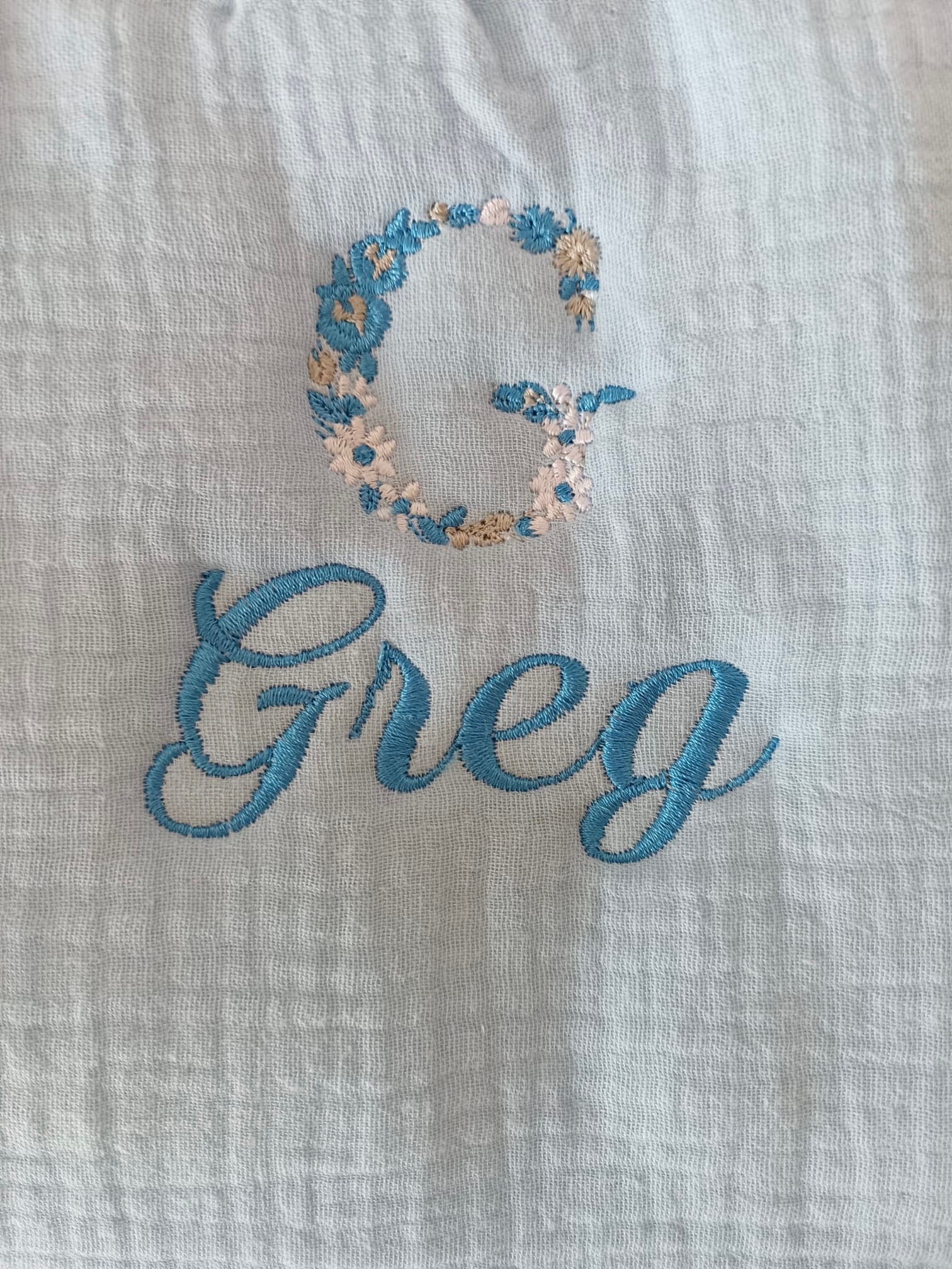 Trousse en gaze de coton bleu ciel - personnalisable -