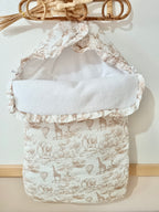 Nid d'ange en gaze de coton safari tons beige et polaire blanc