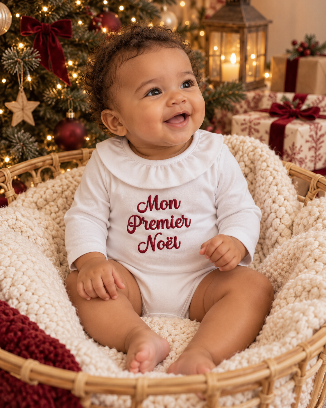 Body bébé brodé « Mon premier Noël » – 0/3 mois