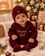 Ensemble bébé brodé « Mon premier Noël » – 4 pièces personnalisable