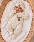 Pyjama naissance personnalisé velours – ensemble 3 pièces bébé