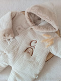 Combinaison pilote en gaze de coton fourrure beige - personnalisable - plusieurs tailles -