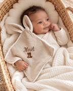 Doudou lange personnalisé bébé en gaze de coton