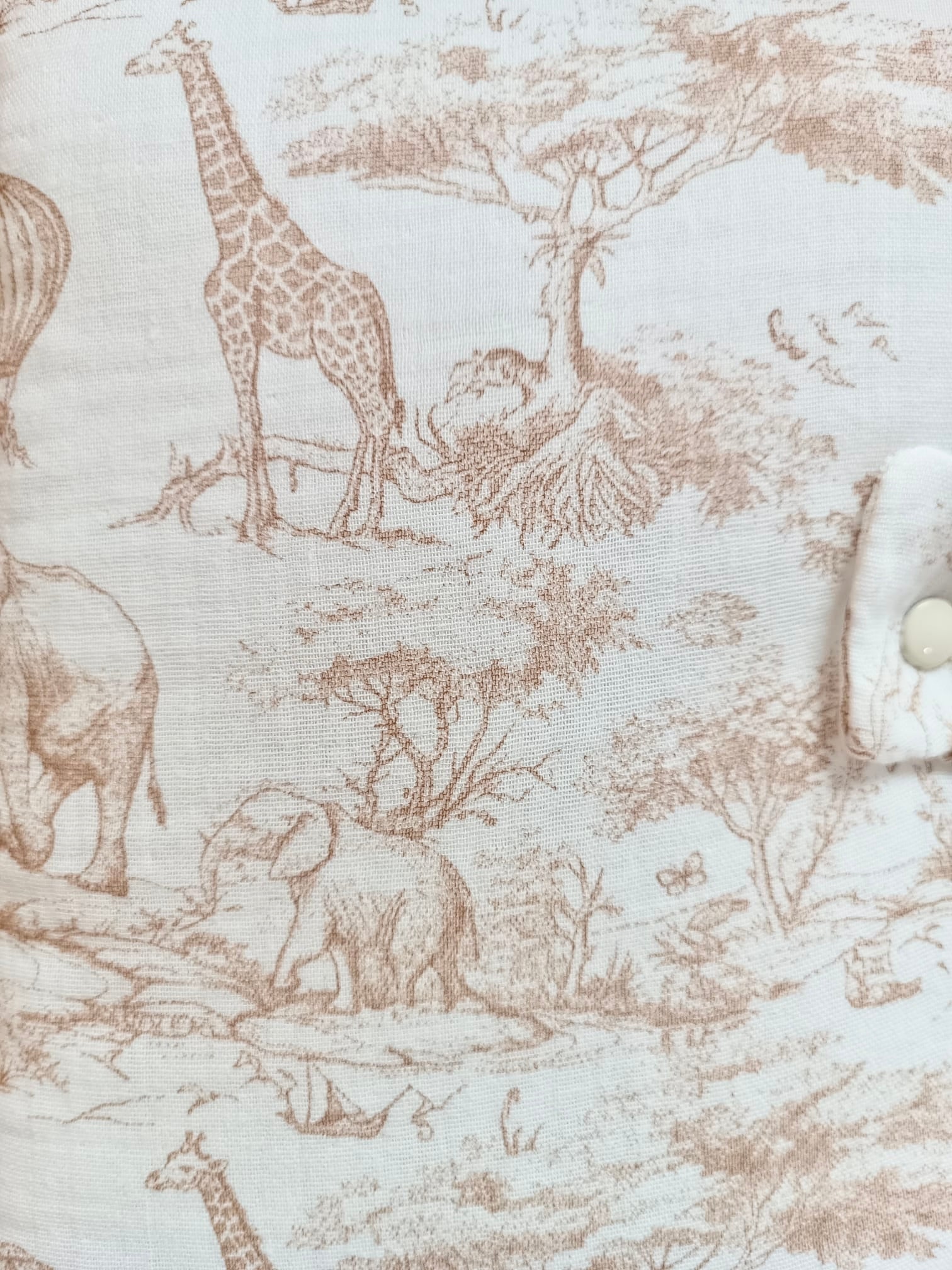 Protège carnet de santé en gaze de coton safari tons beige - personnalisable -