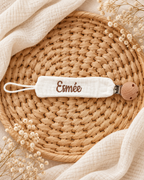 Attache-tétine personnalisée bébé en gaze de coton