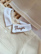 Ensemble complet naissance beige/blanc détails nuage 0/3 mois