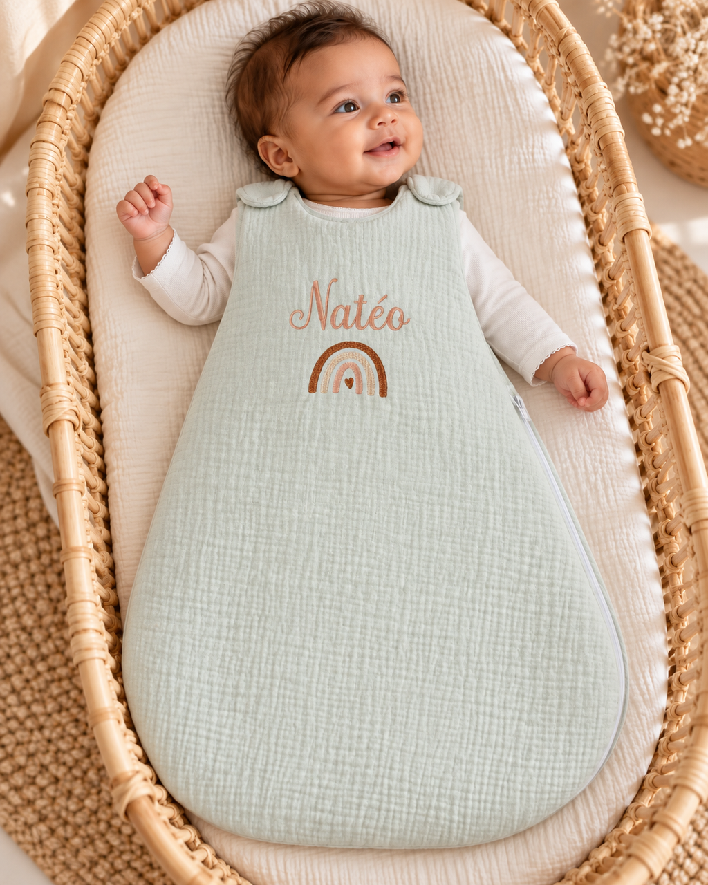 Gigoteuse personnalisée bébé en gaze de coton