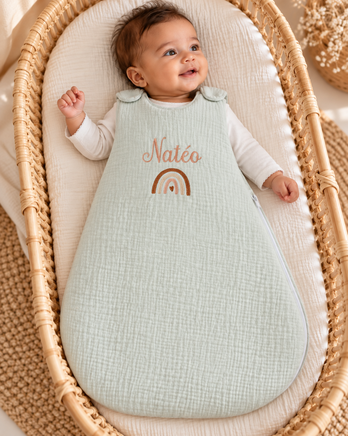 Gigoteuse personnalisée bébé en gaze de coton