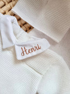 Ensemble complet naissance blanc 0/3 mois avec pompon blanc